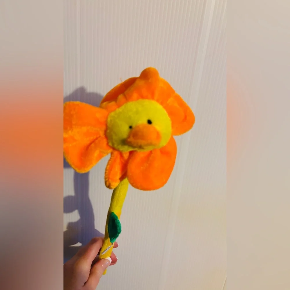 Plush Orange & Yellow Flower Stick Toy